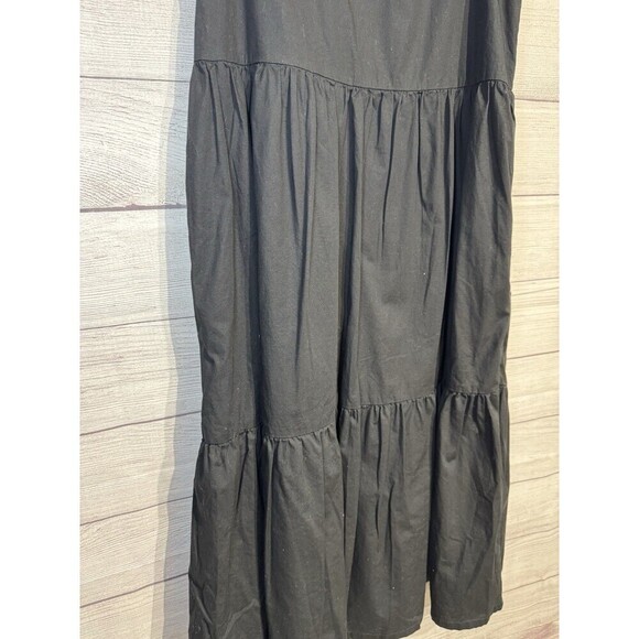 J.Crew Tiered Ruffle Shoulder Sleeveless Midi Dress Black Cotton Blend Size 2 - Picture 4 of 7